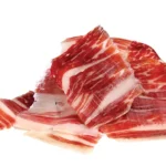 Tranches de jambon ibérique coupées finement